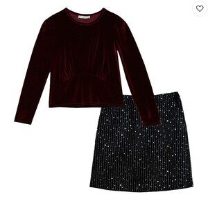 Knit Works Velvet Top and Skirt Set